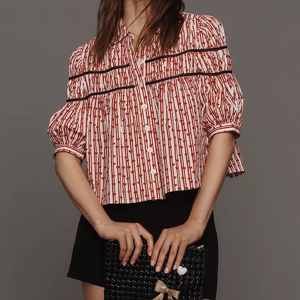 Maeve Short Sleeve Heart Blouse
